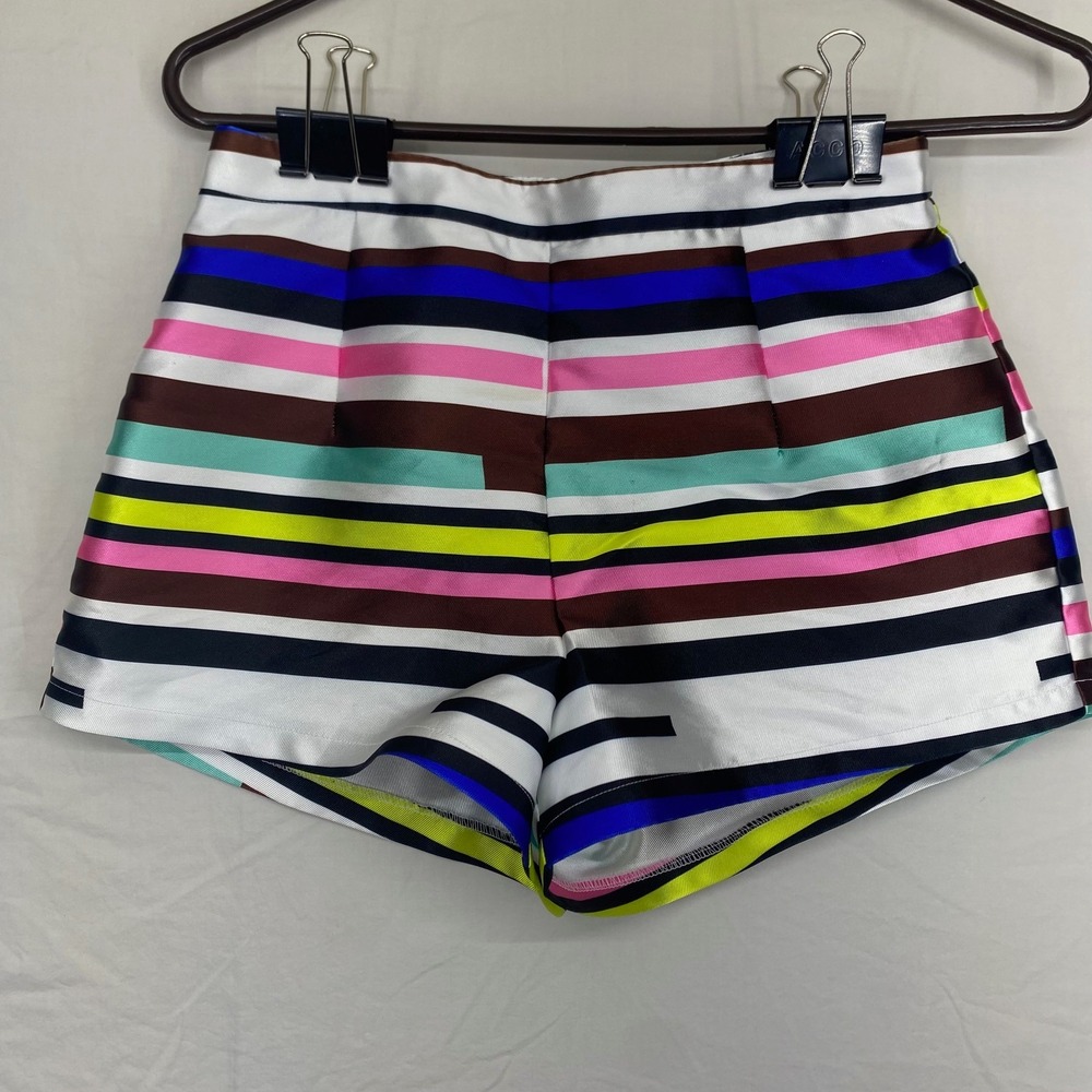 Gab & Kate Multicolor Striped High Waisted Shorts LTP612M Small Pink Blue Yellow